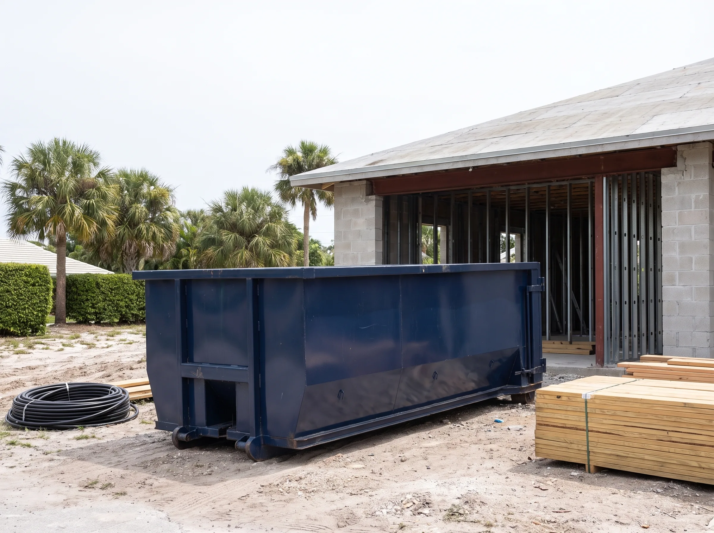 Roll-off dumpster being loaded in Melbourne, FL